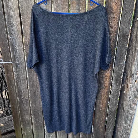 Press Dress Cashmere Blend V-Neck Short Sleeve Sweater Tunic Sz L - Picture 7 of 11